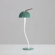 GGP Corrugated Green Lamp Cap Elegant Curved Stem Mushroom Desk Lamp Adjustable Led Table Light