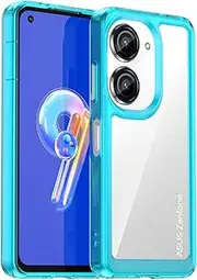 [QINOUK] Case for Asus Zenfone 10, [Anti-Scratch] HD Clear Protective Case Soft TPU Frame & Hard PC Back, Ultra Thin Case for Asus Zenfone 10 Blue