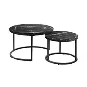 Oikiture Set of 2 Coffee Table Round Nesting Side End Table Black