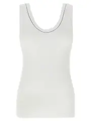 [Brunello Cucinelli] Brunello Cucinelli-Shiny Collar Top Bianco-Donna L