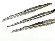 EXTRA LONG POINT TWEEZERS (3 PSC) MATCHING SILVER SET. 6-1/4" LONG