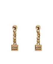 Miu Miu Logo-Detailed Drop Earrings One size golden