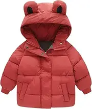 [LWLZVDUD] Toddler Baby Girls Winter Coat Windproof Light Puffer Jackets with Ears Hoodie Snowsuit for Kids Children's Hooded Cotton Jacket