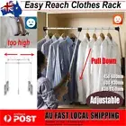 Lift Pull Down Wardrobe Rail Adjustable Hanger Clothes Shelves Storage Organizer