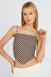 Brown Geo Scarf Cami Top Singlet - Size 14, Women's Cami