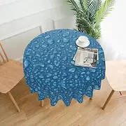Blue Tablecloth Round Table Cloth 60 Inch Waterproof Party Table Covers for Picnic Kitchen Outdoor