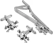 [WESIEVYA] Men's Wedding Tie Clips Set Decorative Tie Clip Bar Metal Skull Clip for Business and Casual