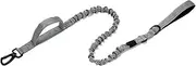 Pet Leash Reflective Double Handle Outdoor Nylon Elastic Dog Leash Suitable for Small and Medium Sized Dogs(Gray)