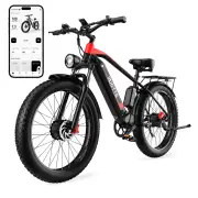 [UK DIRECT] DUOTTS F26 Electric Bike 48V 20AH SamsungBattery 750W*2 Dual Motors 26*4.0inch Fat Tires APP Support 50KM Ma
