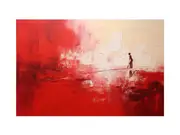 Knife Art Red Abstract Painting Canvas Print