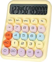 [DANRONG] Mechanical Switch Calculator with Big Buttons, Calculators Desktop, 12 Digits, Large LCD Display, Desk Calculator, Cute Pink Calculators for Teachers Students Basic Office (Yellow)