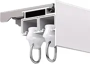 Aluminum Curtain Double Track For One Layer Curtains, Wall Or Ceiling Mount Curtain Rail With Blackout Pelmet, Curtain Tracks Valance For RV Gazebo Balcony(1.5m/4.9ft)