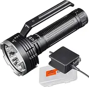Fenic LR80R 18000 Lumen Rechargeable LED Search Light with 1.1km Beam – IP68 Waterproof Tactical Flashlight with Strobe & SOS Modes for Search and Rescue with Type-C Charging Cable - Black