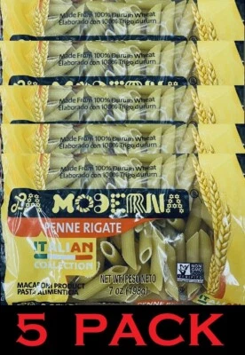 5x La Moderna Italian Collection PENNE RIGATE Pasta Noodles Durum Wheat 7 Oz Bag