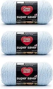 Red Heart Super Saver Light Blue Yarn - 3 Pack of 198g/7oz - Acrylic - 4 Medium (Worsted) - 364 Yards - Knitting/Crochet
