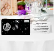 20 Shimmering Engagement on Black Single Use Disposable Cameras-wedding F53680