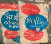 Johnson & Johnson SOFF Cosmetic puffs New Vintage J&J Soff Puffs 2 Bags 1960’s