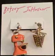Betsey Johnson Gold Orange Stand Mixer Pumpkin Pie Slice Baby Cakes Earrings