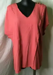 AUTOGRAPH PERSIMMON CORAL "2 BUTTON SHOULDER" TOP SZ 24-NEW STOCK AUTOGRAPH
