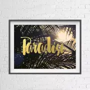 PARADISE PALM TREE GOLD FOIL BRUSH POSTER PICTURE PRINT Sizes A5 to A0 **NEW**
