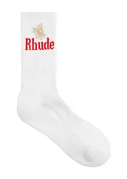 Rhude Eagles Logo Cotton-blend Socks - White And Red - One Size ONE SIZE