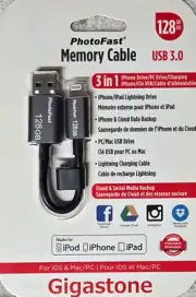 iPhone 128GB I Flash Drive USB 3.0 Memory Cable OTG by Gigastone Photofast