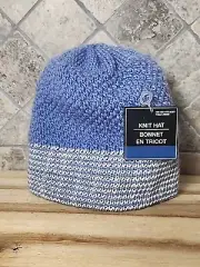 Knitted Blue White Toboggan/Beanie Winter Cap Hat