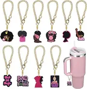 [Gibleitz] 10/12PCS Pink Black Queen/Medical Handle Charms for Stanley Cup PVC Tumbler Charm Accessories Women Party Favor Nurse Gift
