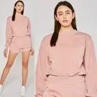 NEW Reflex Mauve Pink Burn Out Fleece Super Soft Star Embroidered Sweatshirt Top