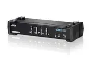 Aten Desktop KVMP Switch 4 Port Single Display DVI w/ 7.1 audio, 4x Custom KVM Cables Included, 2x USB Port, Selection Via Front Panel