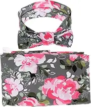 UPKOCH 1 Set Swaddling Towel Blanket Head Wrap with Floral Print Soft for Newborn Comfort for Sleeping Bathing and Burping