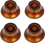 [Banworks] Electric Guitar Control Knobs 2 Tone 2 Volume '50s Style Knobs Top Hat Metric 6mm (15/64") 18-Spline Bell Top Hat Knobs for Epiphone Les Paul LP SG Electric Guitars Pack of 4 JT/XN-01 Amber