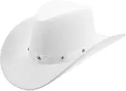 [MOBUTOFU] Cowgirl Hat Men's Sun Hat Brush Bride Breathable Western Cap Prop Ornament White