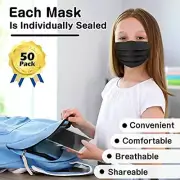 10-200 Black Disposable Face Mask Kids Children 3 Ply C.E Approval FFP2 School