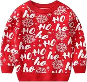 [WUTYU] Boys Warm Clothes Toddler Girls Christmas Cartoon Dinosaur Santa Print Sweater Long Sleeve Warm Knitted Pullover
