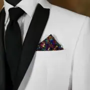 NEW - Men's Sequin Pre-Folded Pocket Square Insert - Iridescent Multi-Color