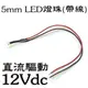 5mm 12V LED燈珠 (帶線) 【燈箱/廣告招牌/燈飾/省電燈泡燈管燈具燈串燈條專賣】