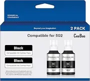 CEEBOO 502 Ultra-high Capacity Refill Ink Bottle Black Replacement for Epson 502 Black Ink Refill Bottles (Not Sublimation Ink), 2 Black 140 mL, 2 Bottles
