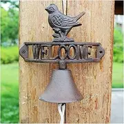 Vintage Cast Iron Doorbell, Hanging Dinner Bell, Retro Style Outdoor Wall Mount Door Bell, Bird Welcome Sign