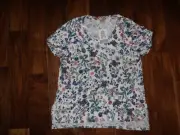 Philosophy Womens Multi Blue Floral V-Neck Light Weight S/S Blouse NWT Shirt S