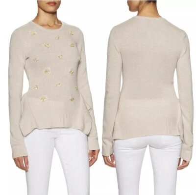 BCBG Womens Sweater XS Lambswool Cashmere Loretta French Cream NWT