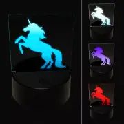 Majestic Unicorn Rearing Up 3D Illusion LED Night Light Sign Lamp