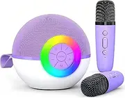 Karaoke Microphone Machine Toys for Kids Adults, Mini Portable Bluetooth Speaker with 2 Wireless Mics, Christmas Birthday Gifts for Boys Girls Ages 3 4 5 6 7 8 9 10 11 12+ Year (Purple)
