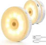 Dimmable Motion Sensor Light,H HOME-MART 3 Pack LED Sensor Night Light with 10 LEDs,Rechargeable USB Cabinet Lights,Sensor Lights for Children's Room Kitchen Warm White