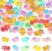 JIEYAO 50 Pcs Luminous Mini Resin Turtle, Glow in The Dark Miniature Sea Turtle, Plastic Tiny Turtle Figurines Small Resin Animals Ocean Decoration for Craft Garden Decor Home and Party Supplies