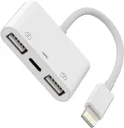 USB to Lightning Dongle for iPhone OTG Adapter(3in1)Charger Cable Camera Card