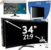 [2 Pack] 34 Inch Privacy Screen for Computer Curved Monitor 21:9 Aspect Ratio, Eye Protection Anti Blue Light Glare Shield, 34inch Removable Black Blackout Anti Spy Desktop Security Private Filter