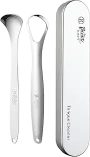 Ethnic Choice Tongue Cleaner Set with Travel Case for Men, Women and Kids, Silver