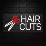 Scissors Haircuts Sign for Business | LED Flex Neon | 32"W x 13"H x 1"D