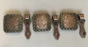 Tandy Leather Ornate Square Copper Conchos Lot Of 3